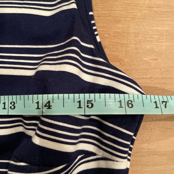 Lands End Blue White Navy Striped midi dress preppy nautical spring summer Sz 2 - Picture 3 of 11
